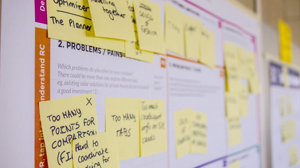 sticky notes on a wall