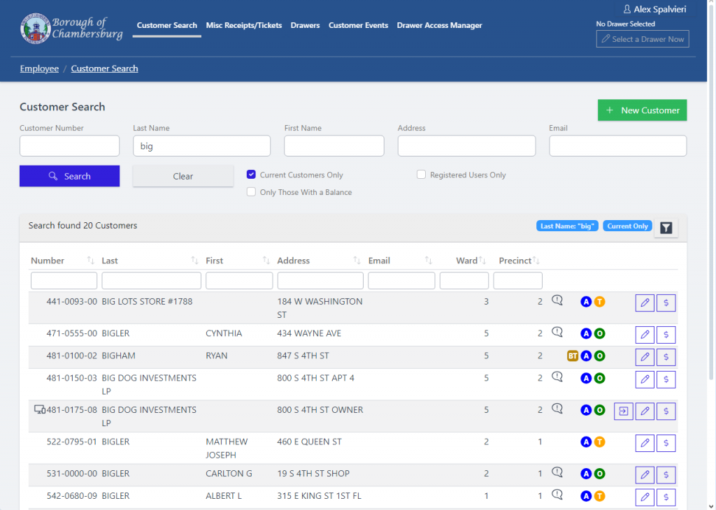 Borough of Chambersburg Utility Portal - Customer Search